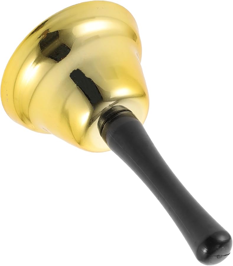Golden Metal Hand Bell With Handle For Christmas Parties School Events Home Decor - Image 1